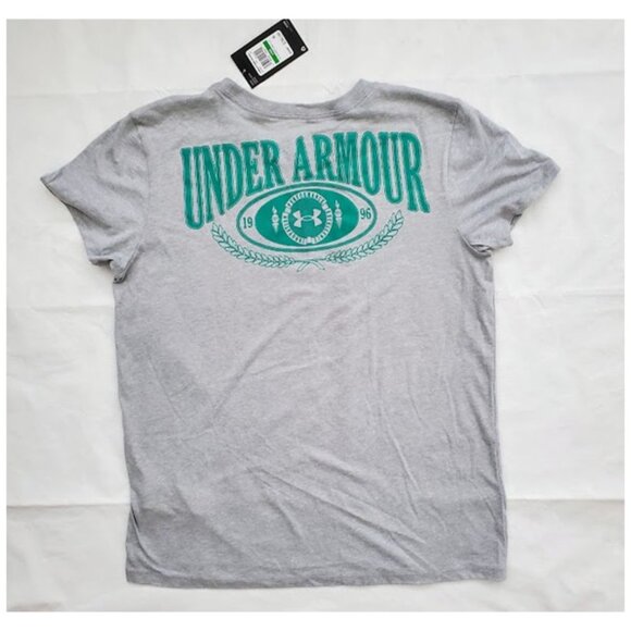 NWT Under Armour UA Women's Gray Collegiate Varsity Short Sleeve T-Shirt Size L - Picture 3 of 9